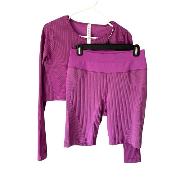 Lululemon Ebb to Street Purple Top & Bottom Set Top size 12 Bottoms 10 - Picture 1 of 9